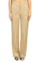 Vicolo – Pantalone Donna in Viscosa e Lino Beige | PE26