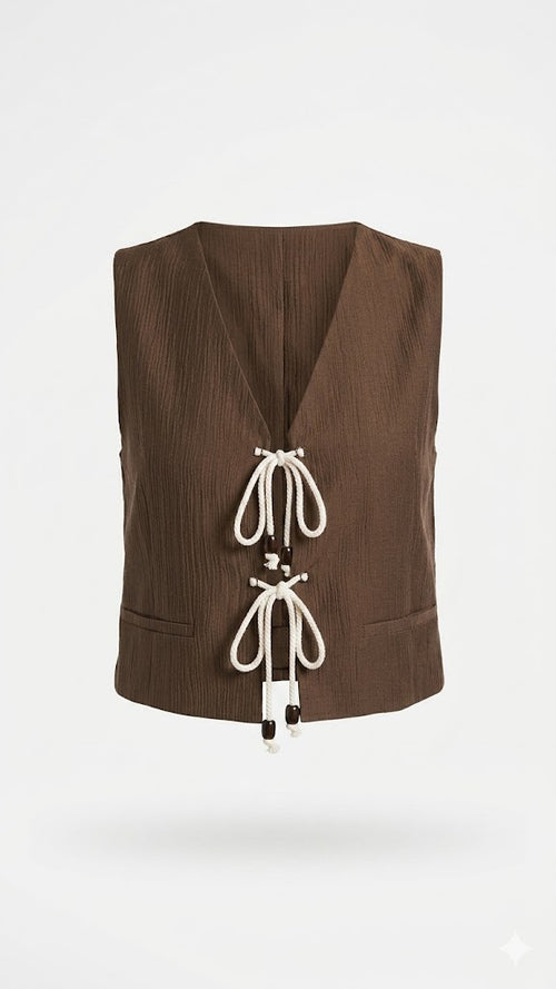 VICOLO gilet moro con lacci-PE26