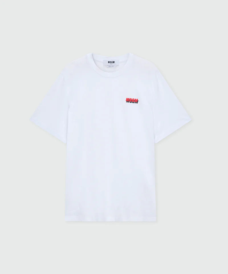 MSGM Uomo T-shirt Oversize Bianca-PE26