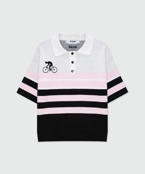 MSGM Uomo Maglia Multicolor A Strisce Nera-PE26