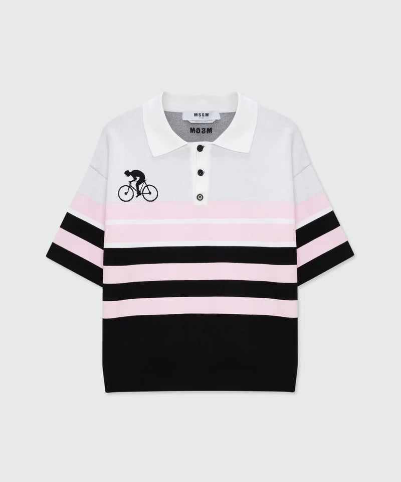 MSGM Uomo Maglia Multicolor A Strisce Nera-PE26