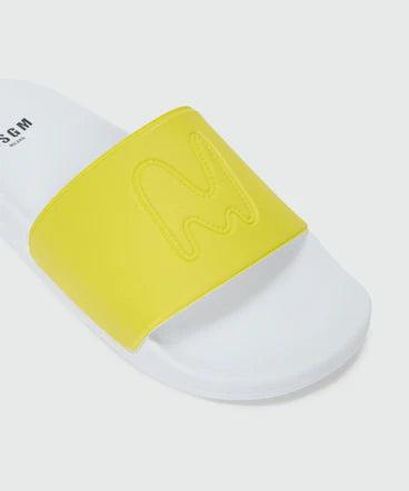 MSGM Uomo Ciabatte Estive Bianco/giallo-PE26