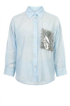 TENSIONE IN camicia nuvola con dettaglio tasca pailette S26CG26NUV-PE26