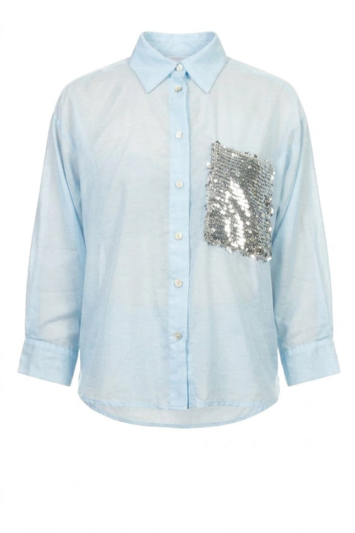 TENSIONE IN camicia nuvola con dettaglio tasca pailette S26CG26NUV-PE26