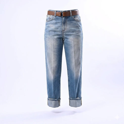 HAVE ONE Donna Pantalone Jeans Mandy Con Cintura Applicata-PE26
