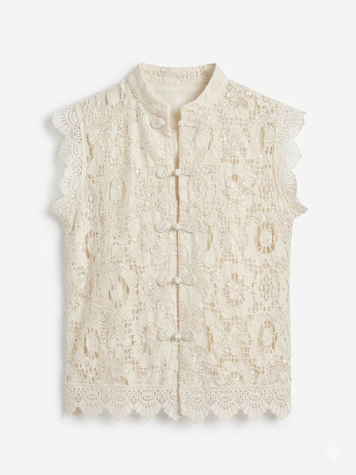 MOtel camicia smanicata con strass Burro Donna – PE26