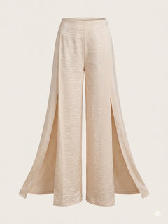 HAVE ONE Donna Pantalone Con Spacchi Laterali Panna-PE26