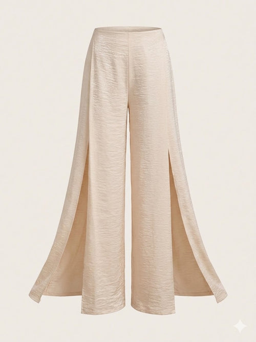 HAVE ONE Donna Pantalone Con Spacchi Laterali Panna-PE26