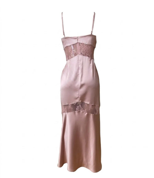 IMPERIAL Donna Abito Lungo Con Ricami In Pizzo Rosa-PE26