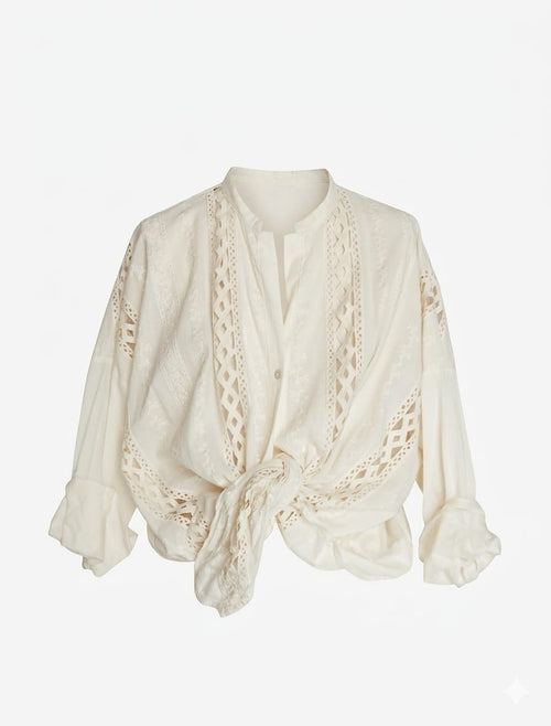 MOtel Camicia traforata estiva panna Donna – PE26