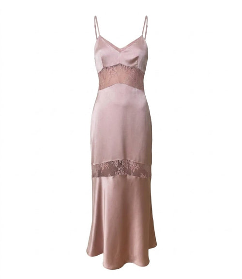 IMPERIAL Donna Abito Lungo Con Ricami In Pizzo Rosa-PE26