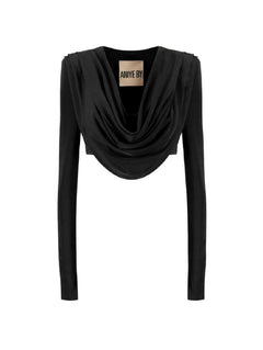 TOP NERO CORTO CON SCOLLATURA MORBIDA ANIYE BY