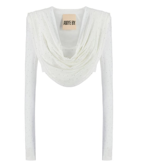 TOP BIANCO CORTO CON SCOLLATURA MORBIDA ANIYE BY