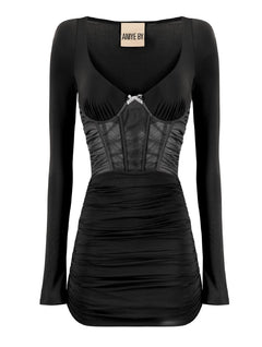 ABITO NERO BUSTIER CON TRASPARENZA ANIYE BY