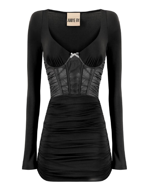 ABITO NERO BUSTIER CON TRASPARENZA ANIYE BY