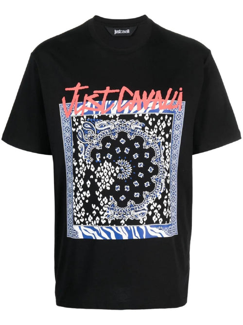 T-SHIRT NERO CON STAMPA JUST CAVALLI