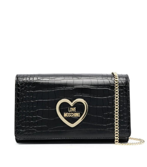 BORSA NERO A TRACOLLA EFFETTO PELLE COCCODRILLO LOVE MOSCHINO