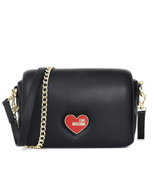 BORSA A TRACOLLA NERO CON LOGO LOVE MOSCHINO