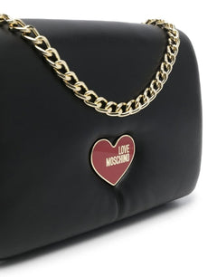 BORSA A TRACOLLA NERO CON LOGO LOVE MOSCHINO