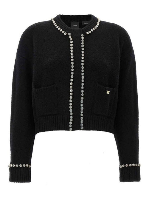 CARDIGAN NERO CON PERLINE DECORATIVE PINKO