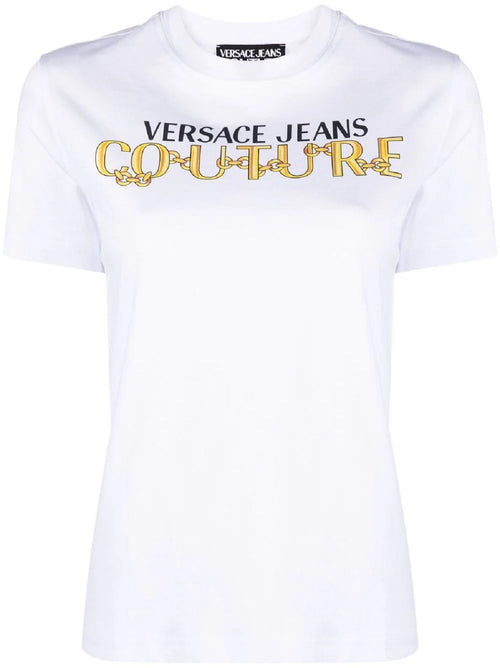 T-SHIRT BIANCO CON STAMPA LOGATA VERSACE JEANS COUTURE