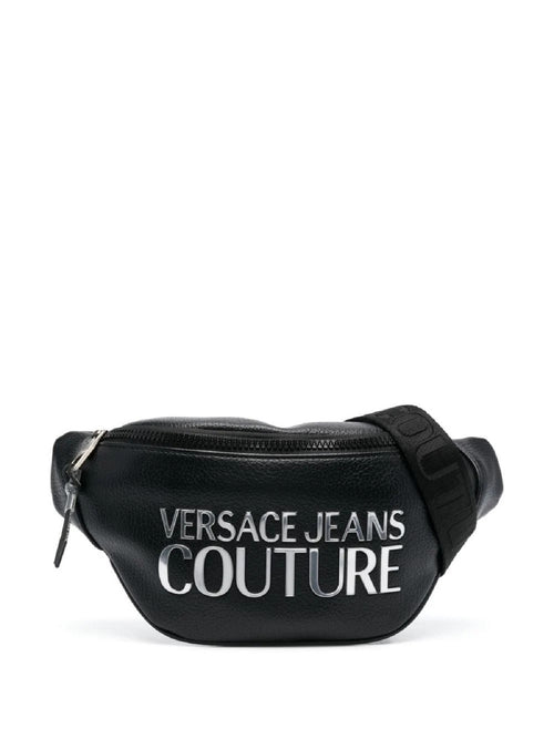 BORSELLO NERO CON LOGO ARGENTATO IN PLASTICA DURA VERSACE JEANS COUTURE