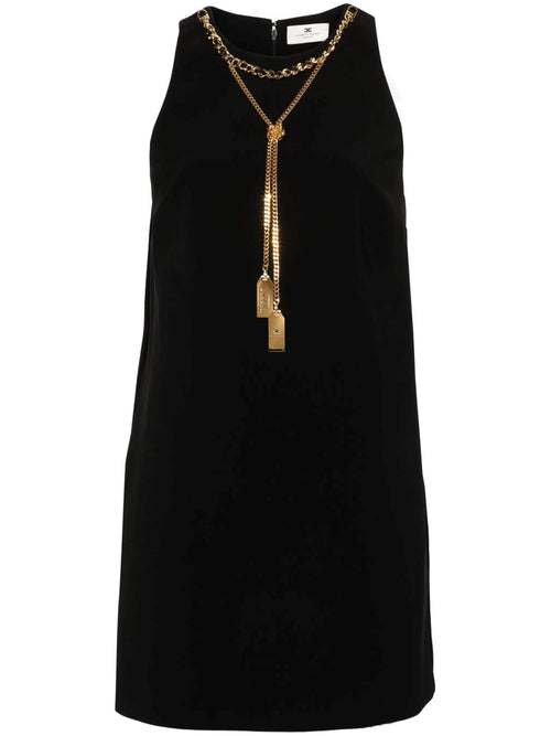 ELISABETTA FRANCHI ABITO SMANICATO BOXY IN CREPE CON COLLANA