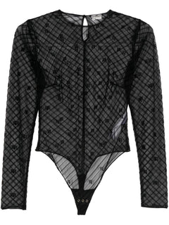 ELISABETTA FRANCHI BODY IN TULLE IN TULLE FLOCK DISEGNO DIAGONALE