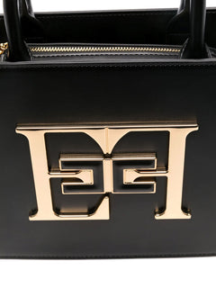 ELISABETTA FRANCHI BORSA A MANO PICCOLA EFFETTO SPAZZOLATO CON LOGO