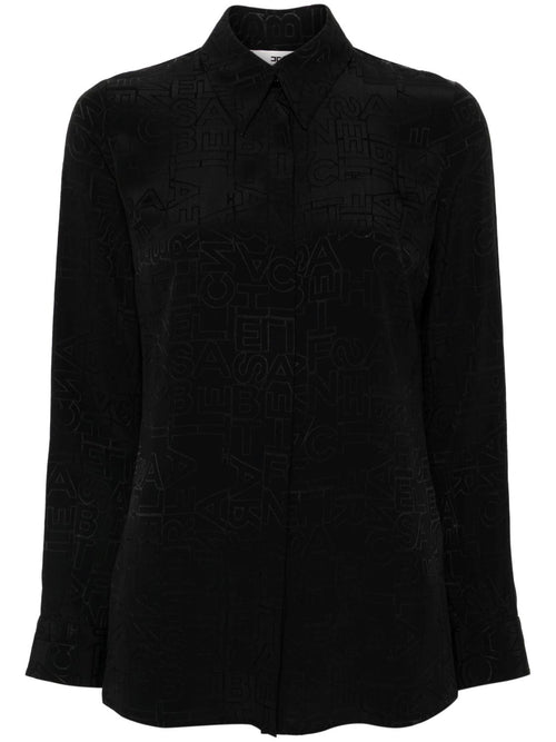 ELISABETTA FRANCHI CAMICIA IN GEORGETTE JACQUARD LETTERING