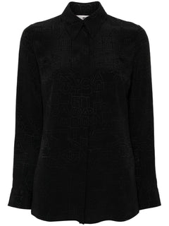 ELISABETTA FRANCHI CAMICIA IN GEORGETTE JACQUARD LETTERING