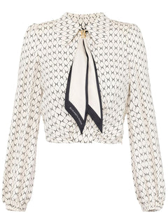 ELISABETTA FRANCHI CAMICIA CROPPED IN DOPPIA GEORGETTE DI VISCOSA CON FOULARD