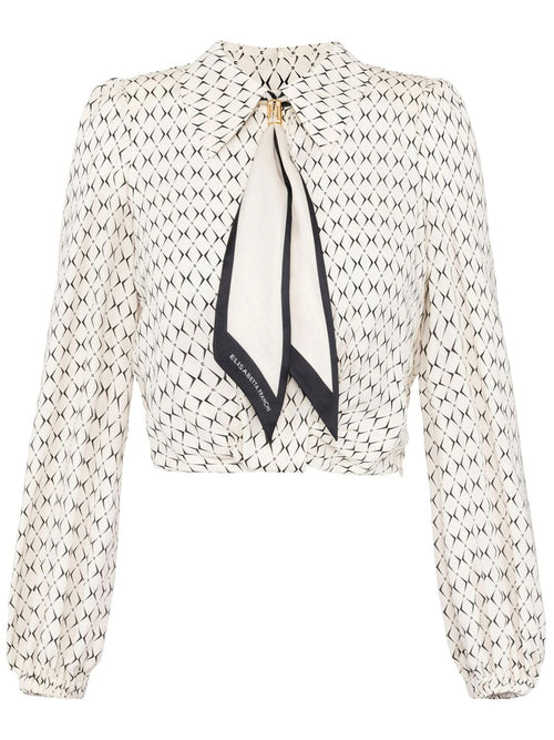 ELISABETTA FRANCHI CAMICIA CROPPED IN DOPPIA GEORGETTE DI VISCOSA CON FOULARD