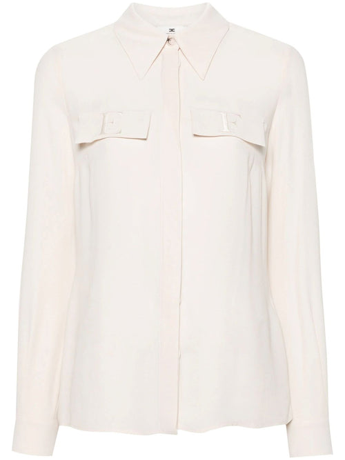 ELISABETTA FRANCHI CAMICIA IN DOPPIA GEORGETTE CON PATTE RICAMATE