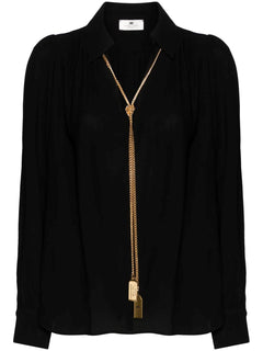 ELISABETTA FRANCHI CAMICIA IN DOPPIA GEORGETTE CON COLLANA E CHARMS REMOVIBILE