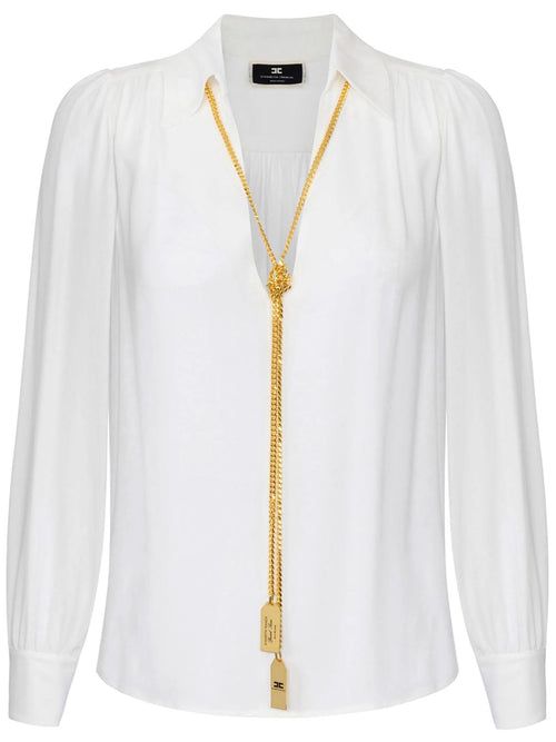 ELISABETTA FRANCHI CAMICIA IN DOPPIA GEORGETTE CON COLLANA E CHARMS REMOVIBILE