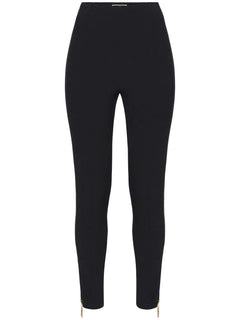 ELISABETTA FRANCHI PANTALONE DRITTO IN DOPPIO CREPE STRETCH MOTIVO CON ZIP E TIRETTO LOGATO