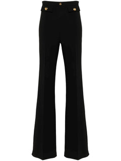 ELISABETTA FRANCHI PANTALONE PALAZZO IN DOPPIO CREPE STRETCH FASCIONE CON RIVETTO LOGATO TASCHE CON PATTA E BOTTONI IN METALLO