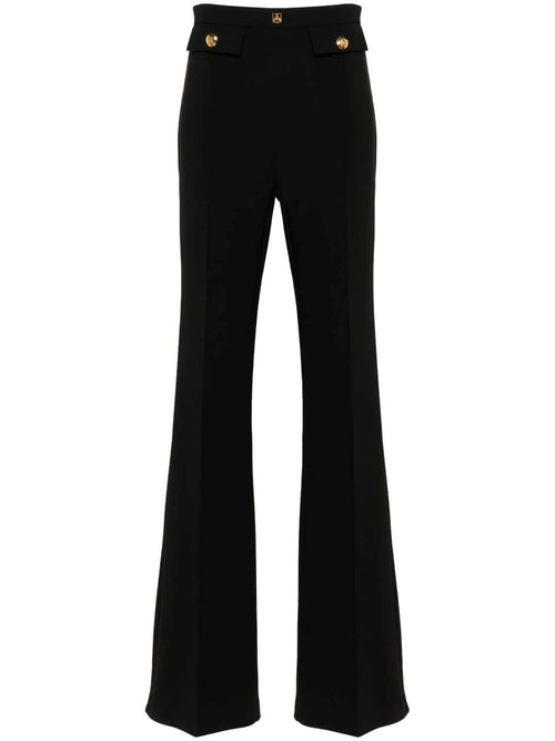 ELISABETTA FRANCHI PANTALONE PALAZZO IN DOPPIO CREPE STRETCH FASCIONE CON RIVETTO LOGATO TASCHE CON PATTA E BOTTONI IN METALLO