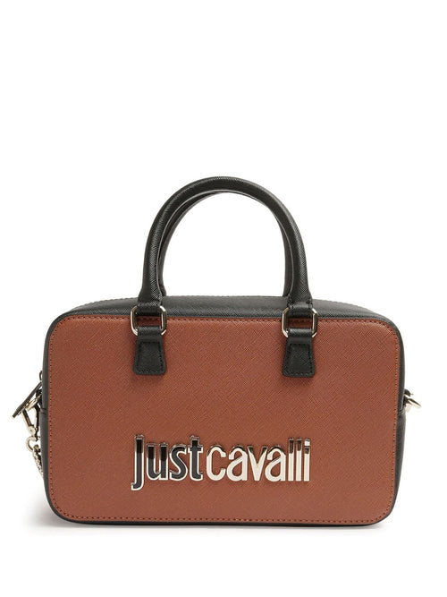 JUST CAVALLI BORSA CON LOGO LETTERING E TRACOLLA A CATENA REMOVIBILE