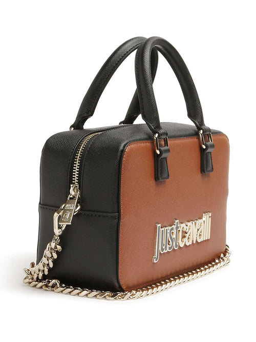 JUST CAVALLI BORSA CON LOGO LETTERING E TRACOLLA A CATENA REMOVIBILE