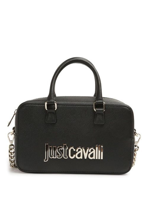 JUST CAVALLI BORSA CON LOGO LETTERING E TRACOLLA A CATENA REMOVIBILE