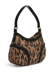 JUST CAVALLI BORSA STAMPA LEOPARDATA A TRACOLLA CON APPLICAZIONE LOGO