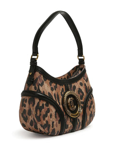 JUST CAVALLI BORSA STAMPA LEOPARDATA A TRACOLLA CON APPLICAZIONE LOGO