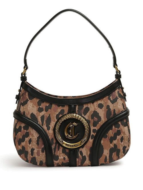 JUST CAVALLI BORSA STAMPA LEOPARDATA A TRACOLLA CON APPLICAZIONE LOGO