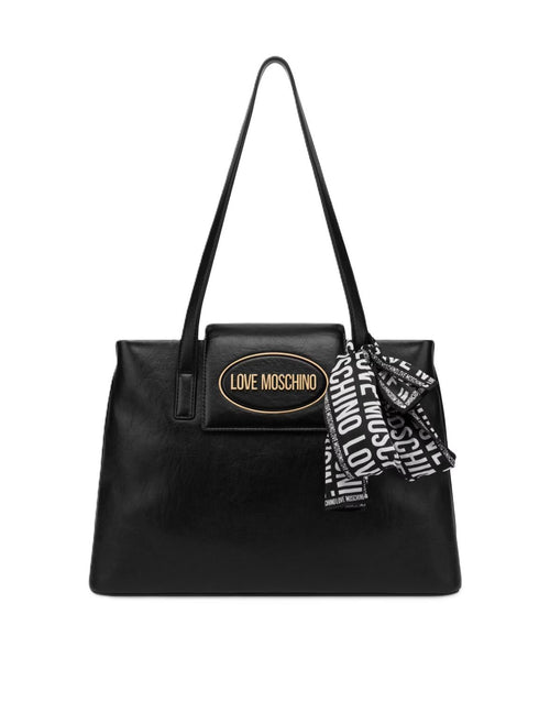 LOVE MOSCHINO BORSA A SPALLA LOGO LETTERING DOPPIO MANICO DETTAGLIO FOULARD