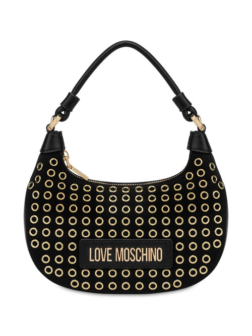 LOVE MOSCHINO BORSA A MANO LOGO LETTERING DETTAGLIO OCCHIELLI ORO CON TRACOLLA REMOVIBILE