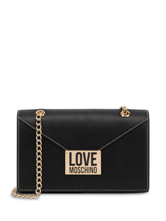 LOVE MOSCHINO BORSA A TRACOLLA CON APPLICAZIONE LOGO E STAMPA SUL RETRO