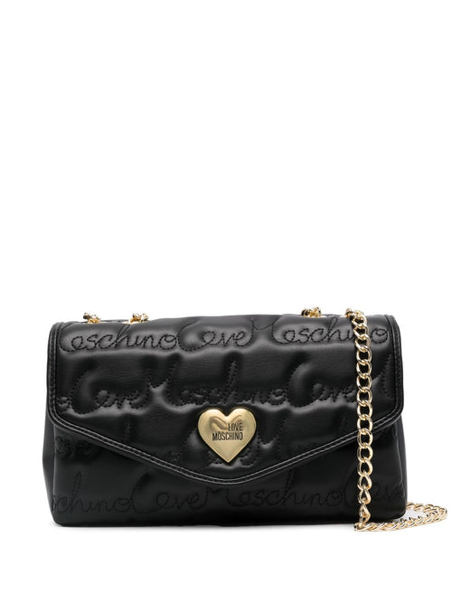 LOVE MOSCHINO BORSA A TRACOLLA CATENA TRAPUNTATA CON PLACCA CUORE LOGO