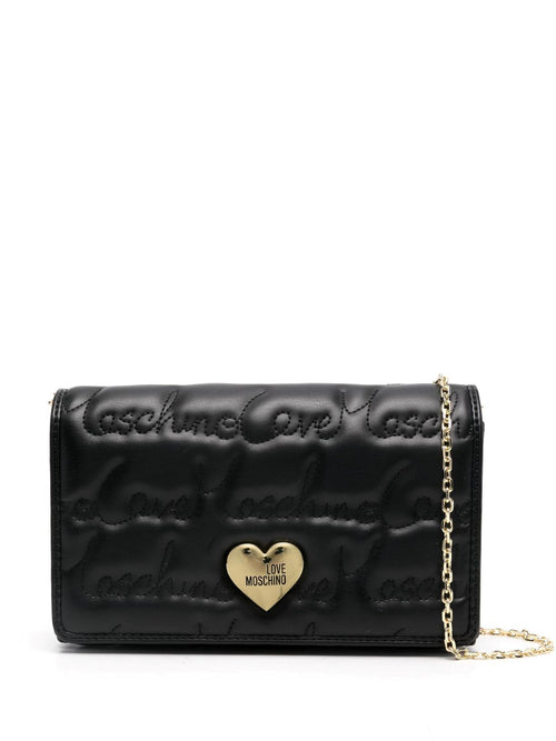 LOVE MOSCHINO BORSA A TRACOLLA CATENA TRAPUNTATA CON PLACCA CUORE LOGO